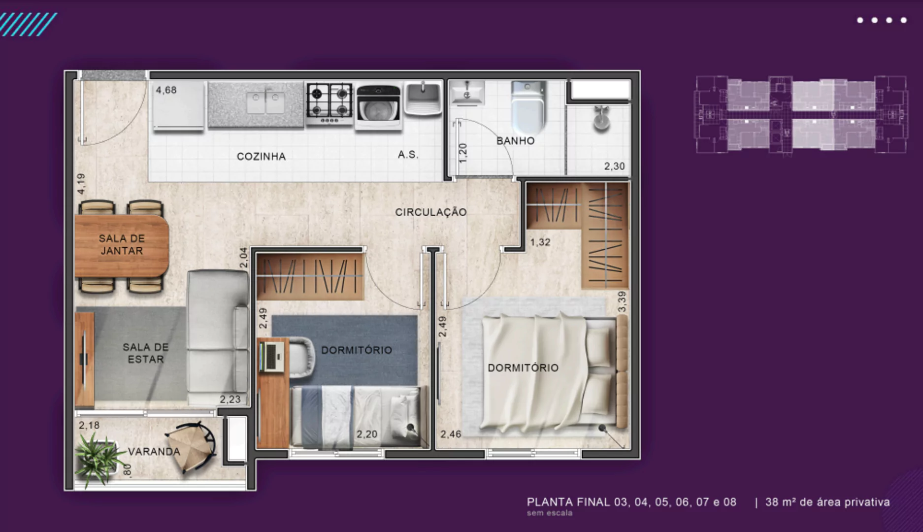 Planta de 2 Dormitórios 0